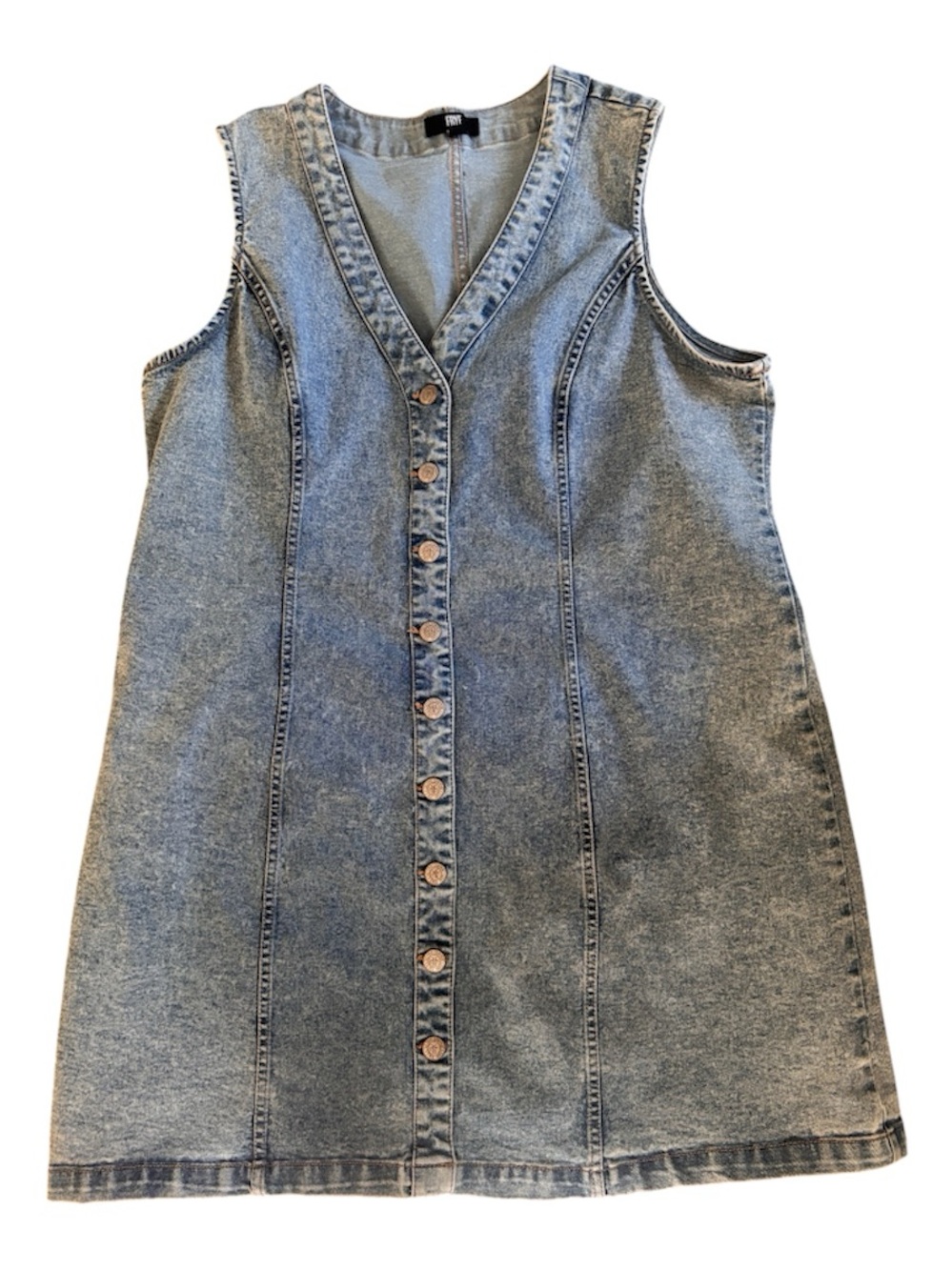 Frye Light Blue Denim Top with Contrast Stitching